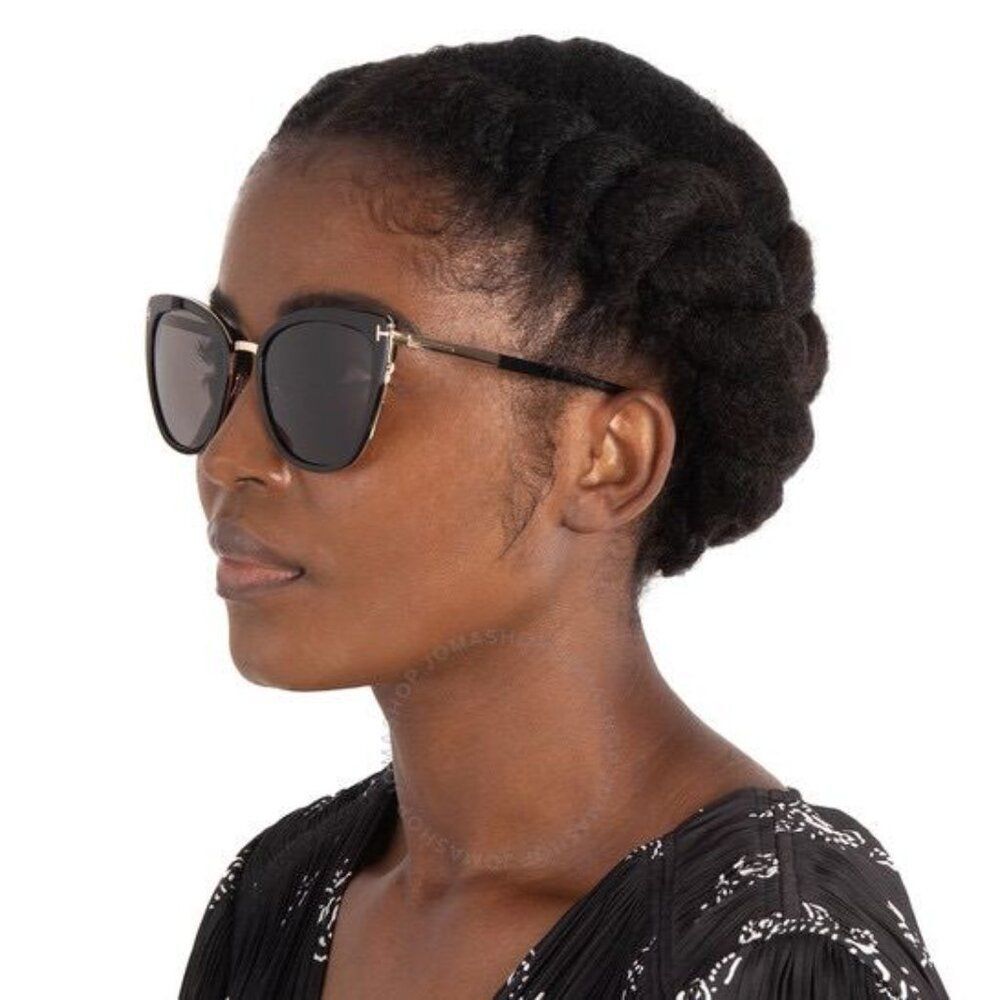Tom Ford SIMONA Women Sunglasses Black Gold Smoke Semi Cat Eye FT0717 01A NEW - Picture 5 of 12